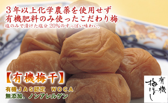 有機肥料だけで栽培した梅 有機梅干(通年販売)
